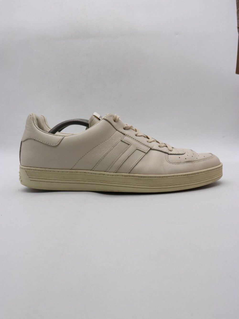 Tom Ford Men's Size 13 Ivory Leather Logo Patch Sneakers Lace Up Shoes